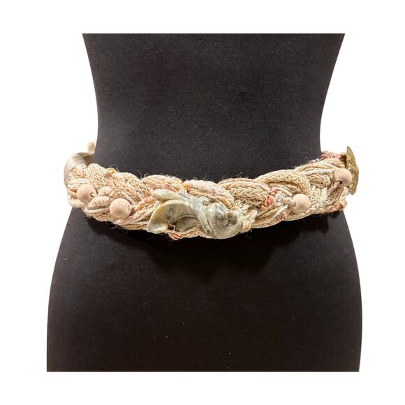 Vintage Carolyn Tanner Designs Braided Belt Cream Textured 36" long 2" wide - Picture 2 of 10